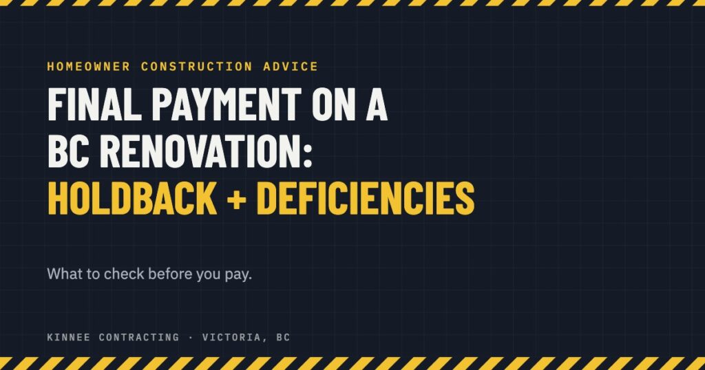 Final payment on a BC renovation: holdback and deficiencies